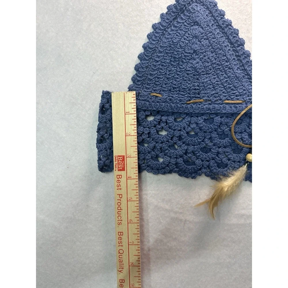 Crochet Bikini Top Color Denim Blue Size M/L New